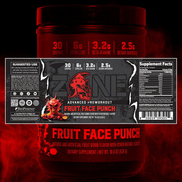Zone Pre-Workout Fruit Face Punch (30 Servicios)